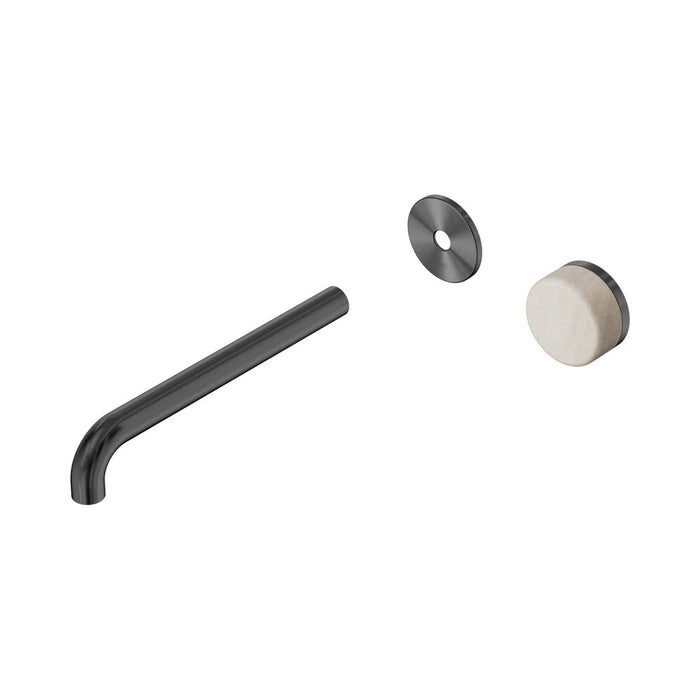 220mm Nero Serenity Progressive Lead-Free DZR Brass Wall Basin Mixer With Rome Travertine Handle