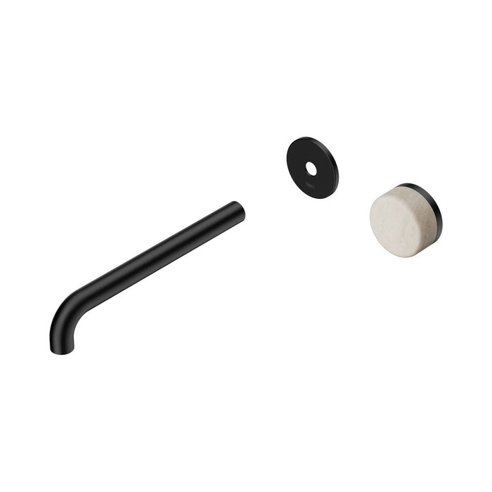 220mm Nero Serenity Progressive Lead-Free DZR Brass Wall Basin Mixer With Rome Travertine Handle