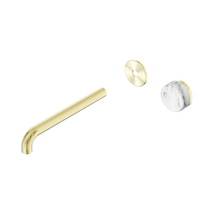 220mm Nero Serenity Progressive Lead-Free DZR Brass Wall Basin Mixer With Arabescato Corchia Handle