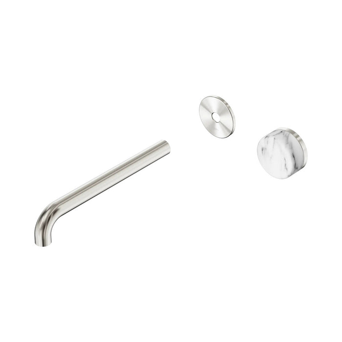 220mm Nero Serenity Progressive Lead-Free DZR Brass Wall Basin Mixer With Arabescato Corchia Handle