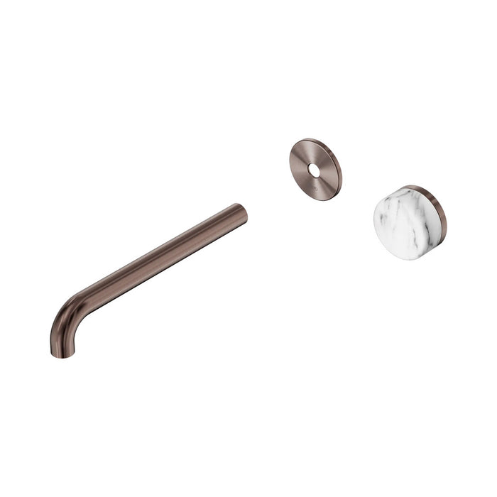 220mm Nero Serenity Progressive Lead-Free DZR Brass Wall Basin Mixer With Arabescato Corchia Handle