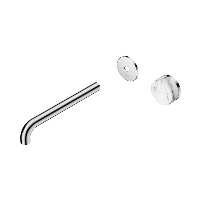220mm Nero Serenity Progressive Lead-Free DZR Brass Wall Basin Mixer With Arabescato Corchia Handle