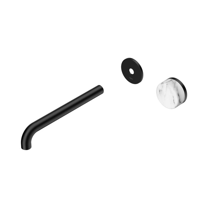 220mm Nero Serenity Progressive Lead-Free DZR Brass Wall Basin Mixer With Arabescato Corchia Handle