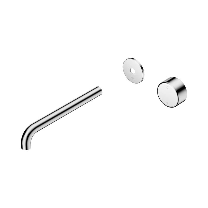 220mm Nero Serenity Progressive Lead-Free DZR Brass Wall Basin Mixer With Metal Handle