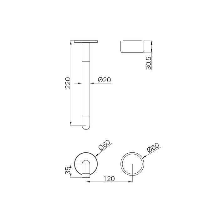220mm Nero Serenity Progressive Lead-Free DZR Brass Wall Basin Mixer With Metal Handle