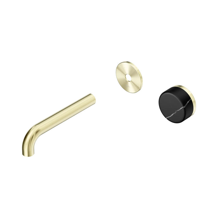 160mm Nero Serenity Progressive Lead-Free DZR Brass Wall Basin Mixer With Marquina Black Handle