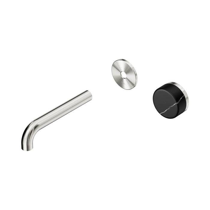 160mm Nero Serenity Progressive Lead-Free DZR Brass Wall Basin Mixer With Marquina Black Handle