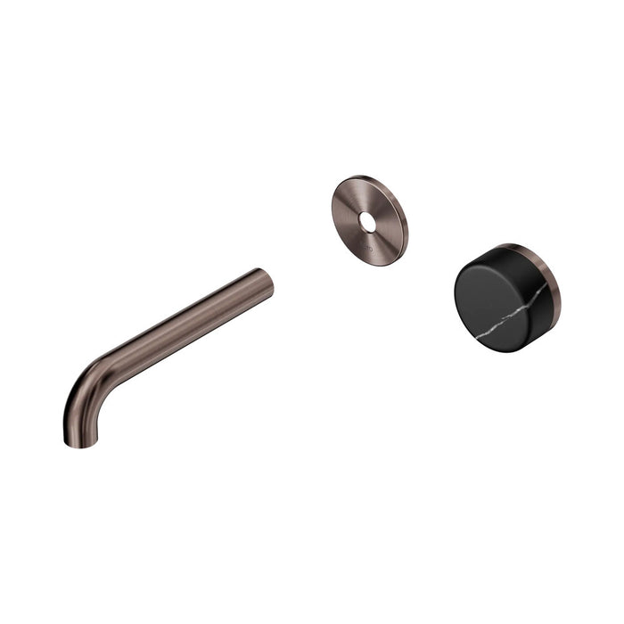 160mm Nero Serenity Progressive Lead-Free DZR Brass Wall Basin Mixer With Marquina Black Handle