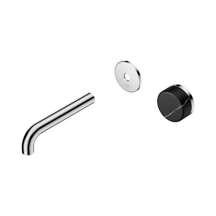160mm Nero Serenity Progressive Lead-Free DZR Brass Wall Basin Mixer With Marquina Black Handle
