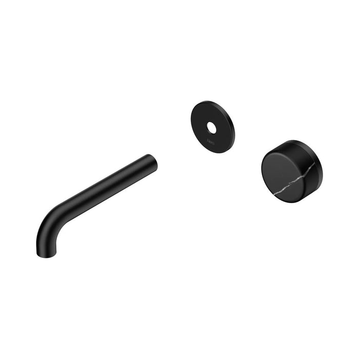 160mm Nero Serenity Progressive Lead-Free DZR Brass Wall Basin Mixer With Marquina Black Handle
