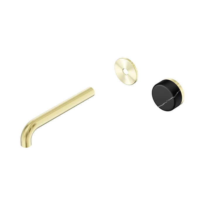 185mm Nero Serenity Progressive Lead-Free DZR Brass Wall Basin Mixer With Marquina Black Handle