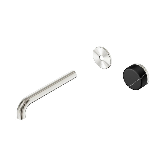 185mm Nero Serenity Progressive Lead-Free DZR Brass Wall Basin Mixer With Marquina Black Handle