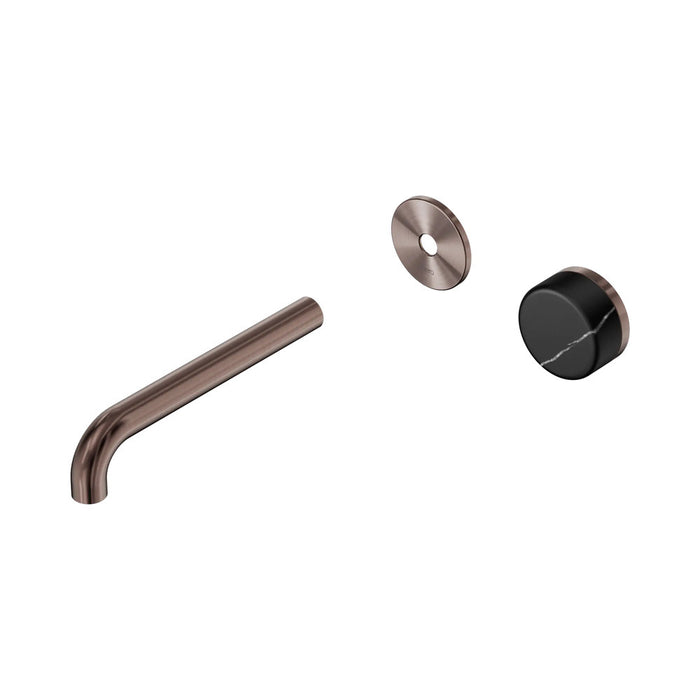 185mm Nero Serenity Progressive Lead-Free DZR Brass Wall Basin Mixer With Marquina Black Handle