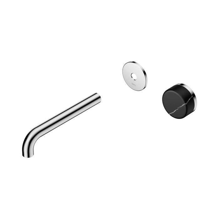 185mm Nero Serenity Progressive Lead-Free DZR Brass Wall Basin Mixer With Marquina Black Handle