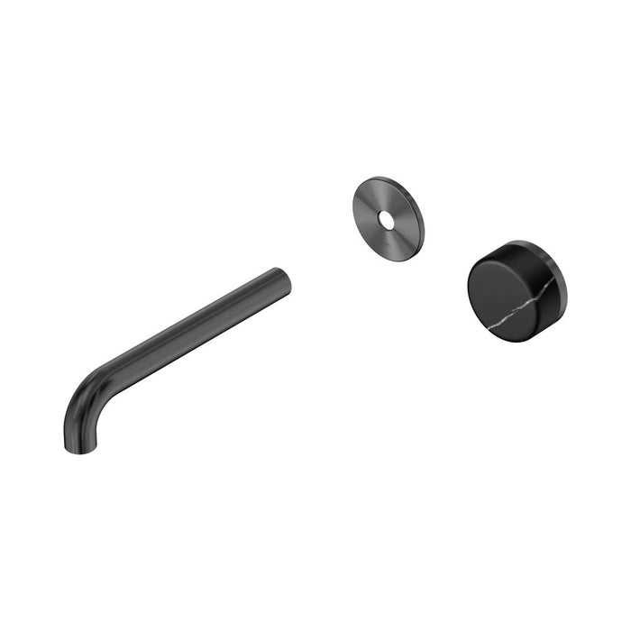 185mm Nero Serenity Progressive Lead-Free DZR Brass Wall Basin Mixer With Marquina Black Handle