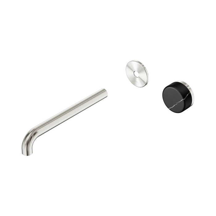 220mm Nero Serenity Progressive Lead-Free DZR Brass Wall Basin Mixer With Marquina Black Handle