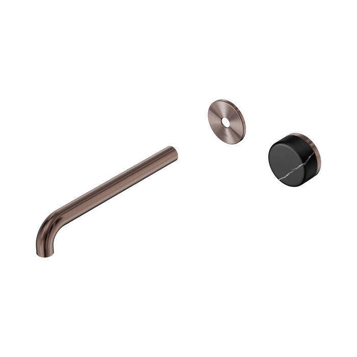 220mm Nero Serenity Progressive Lead-Free DZR Brass Wall Basin Mixer With Marquina Black Handle