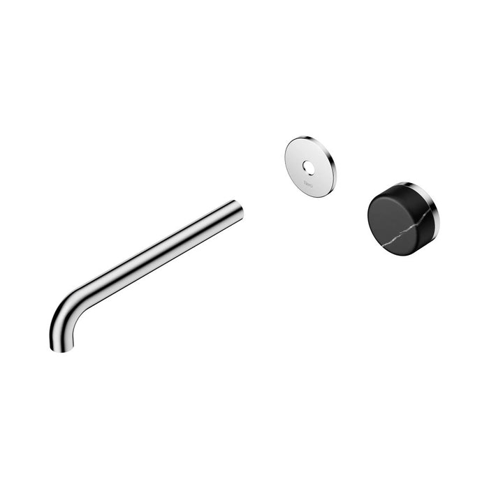 220mm Nero Serenity Progressive Lead-Free DZR Brass Wall Basin Mixer With Marquina Black Handle
