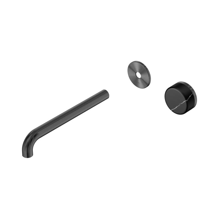 220mm Nero Serenity Progressive Lead-Free DZR Brass Wall Basin Mixer With Marquina Black Handle