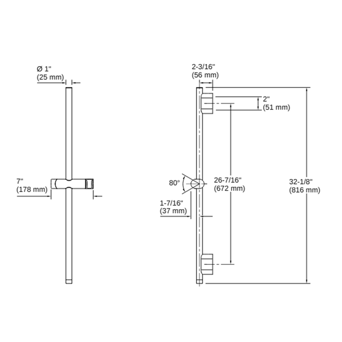 800-1000mm Kohler Statement Round Slidebar