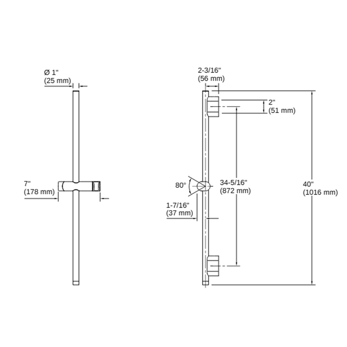 800-1000mm Kohler Statement Round Slidebar