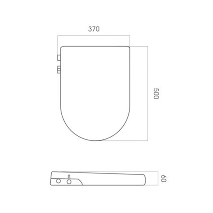 500*370*60mm Aulic Una PP Non-Electric Toilet Bidet Seat