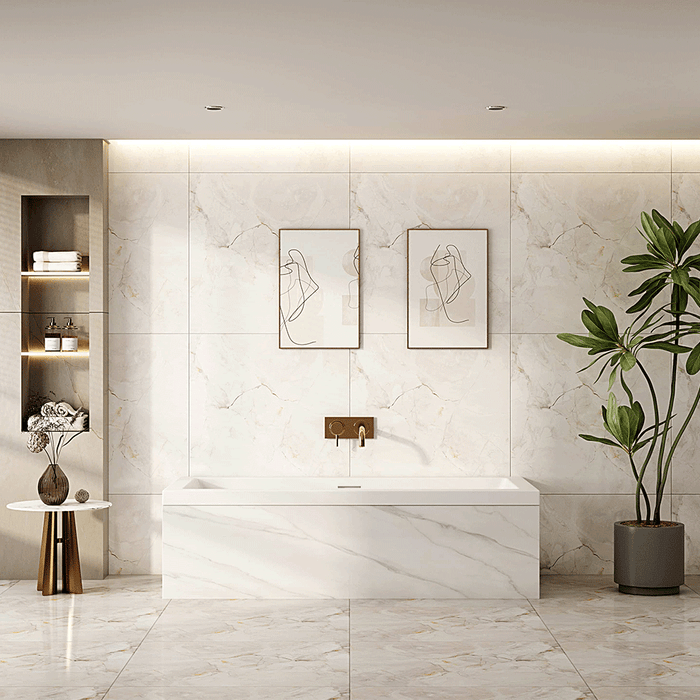 1700/1500*700*440/430mm MER Mira Gloss White Acrylic Rectangle Drop In Baths