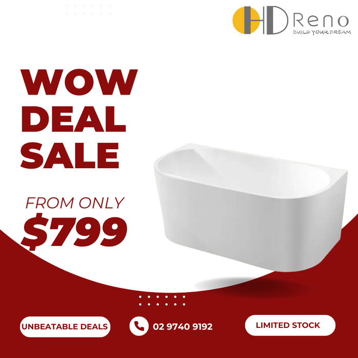 1500/1600*750/800*580mm ABS Dana Gloss White Oval Acrylic Back to Wall Freestanding Bathtub