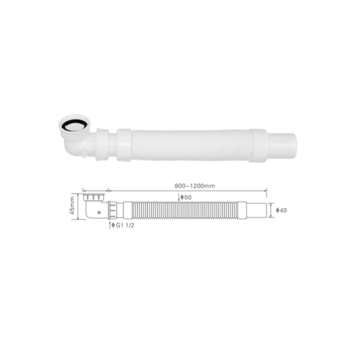 Poseidon White Bathtub Flexi Pipe