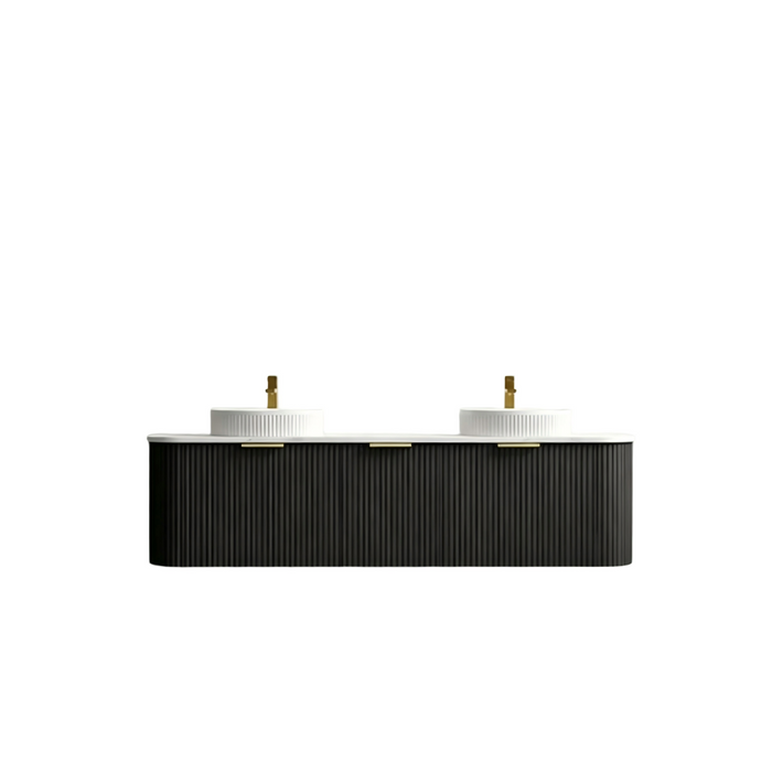 600-1800*455*450mm INF RIO Matt Black Plywood Fluted Wall Hung Vanity