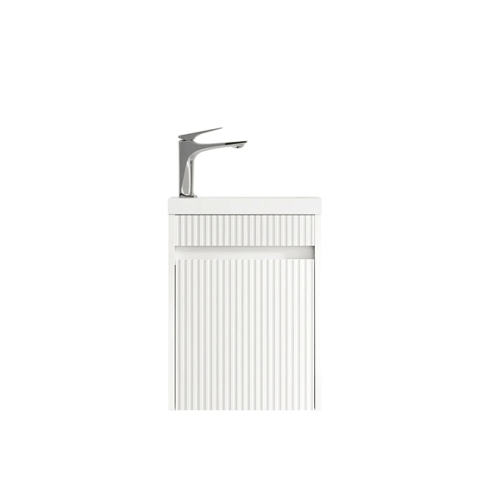 410*540*260mm OTTI Ensuite Matt White Timbergrain High Moisture Resistant Plywood Fluted Mini Wall Hung Vanity