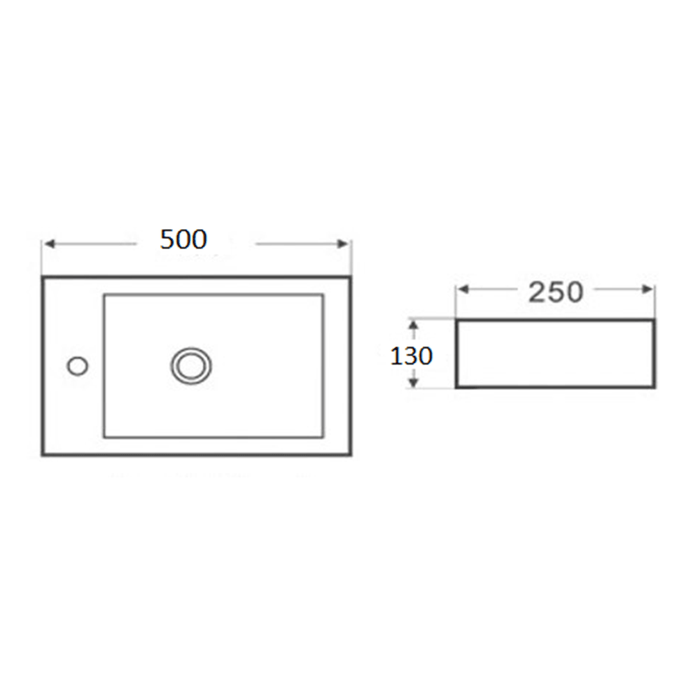 500*250*520mm Poseidon Matt White MDF Bathroom Mini Wall Hung Vanity