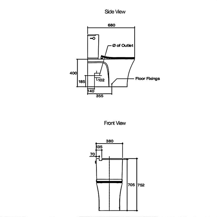680*380*752mm Kohler Veil Ceramic Gloss White Rimless With Electronic Bidet Seat Smart Toilet