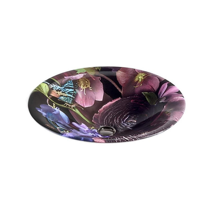 449*449mm KOHLER Dutchmaster Carillon Round Blush Floral/Midnight Floral Above Counter Basin