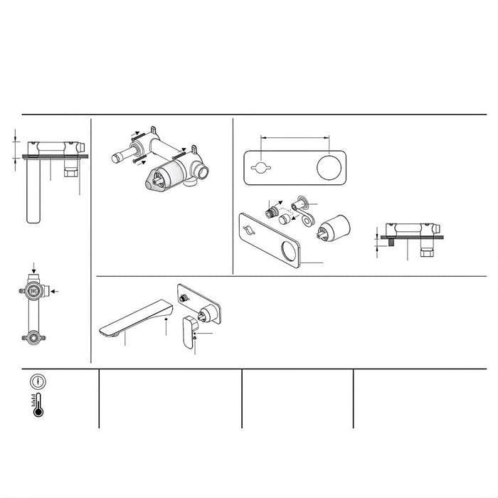 180mm Otti Oskar Electroplated PVD Square Wall Basin Mixer