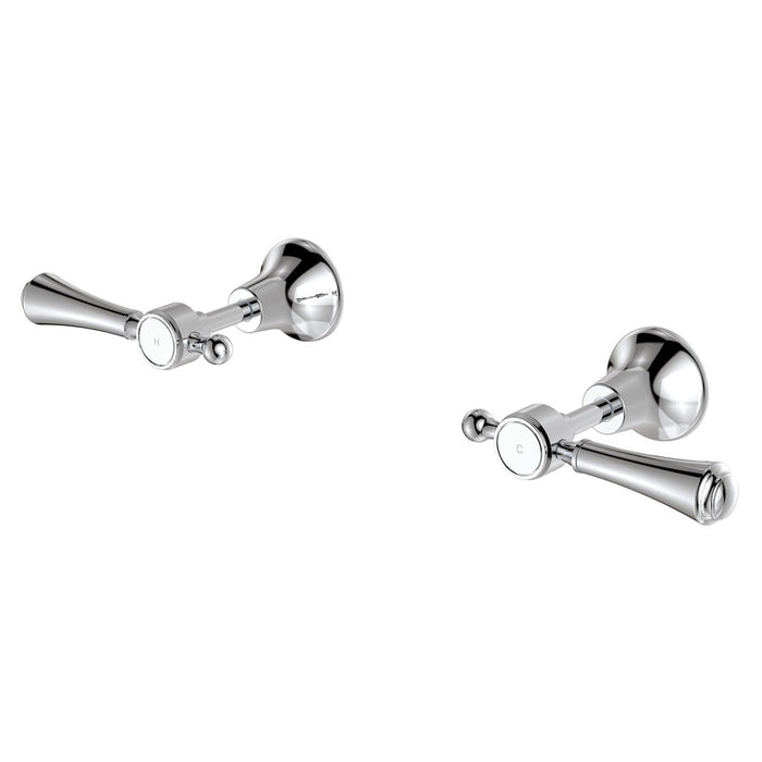 Fienza Lillian Chrome/Matt Black/Brushed Nickel/Urban Brass Solid Brass With Ceramic White Handle Lever Wall Top Assemblies