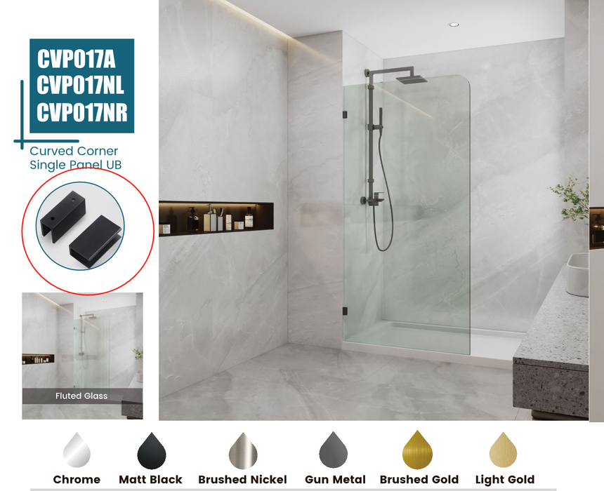 800-1200mm 10mm Tempered Toughen Glass Standard Height 2100mm Covey Frameless Clear Glass Single Panel With Top Outside Corner Curved Shower Screens