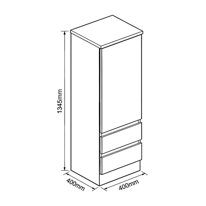 1345*400*400mm Fiona Matt White/Black,Gloss White,Prime/Antico Oak Tall Boy Cabinet