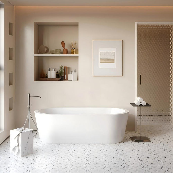 Redondo 1500/1700*800*600mm White Oval Acrylic Freestanding Bathtub