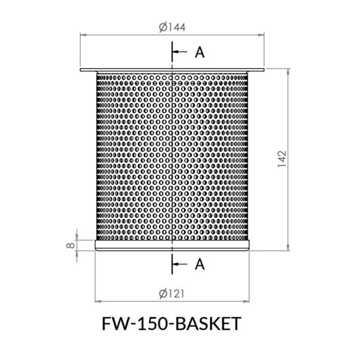 Removable Strainer for FW range. Suit 150mm Pipe. 316 Grade