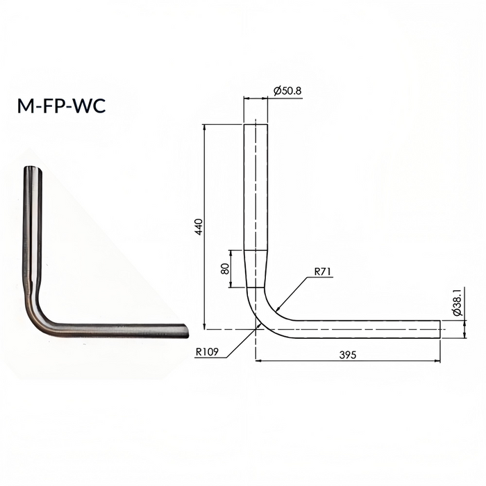 90 Tapered Flushpipe L Shaped Flushpipe 304 Grade Stainless Steel