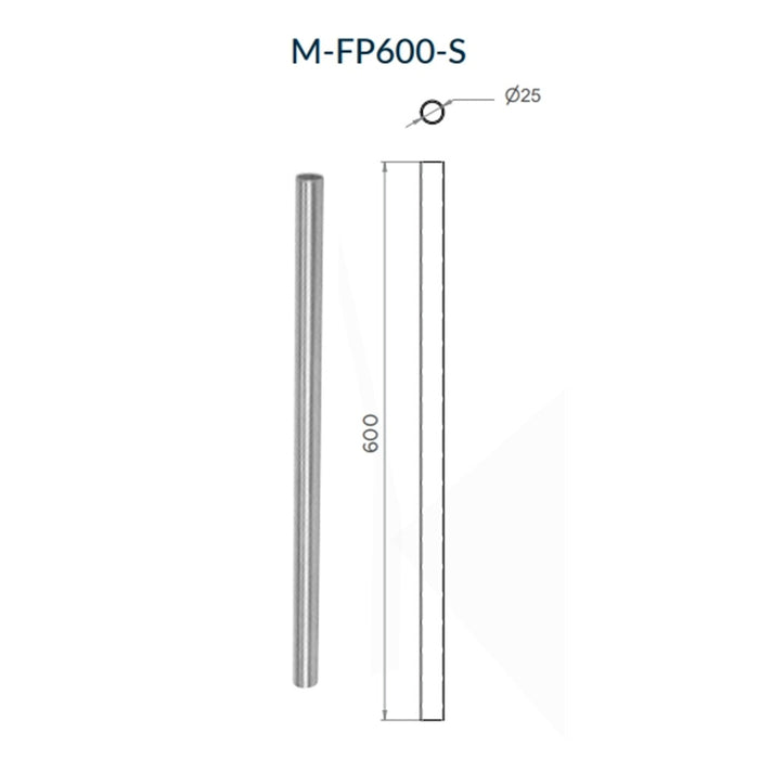 Straight 600mm Flushpipe 304 Grade Stainless Steel