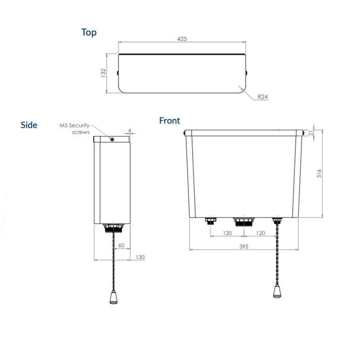 304 Grade Stainless Steel Wall Hung Urinal Kit
