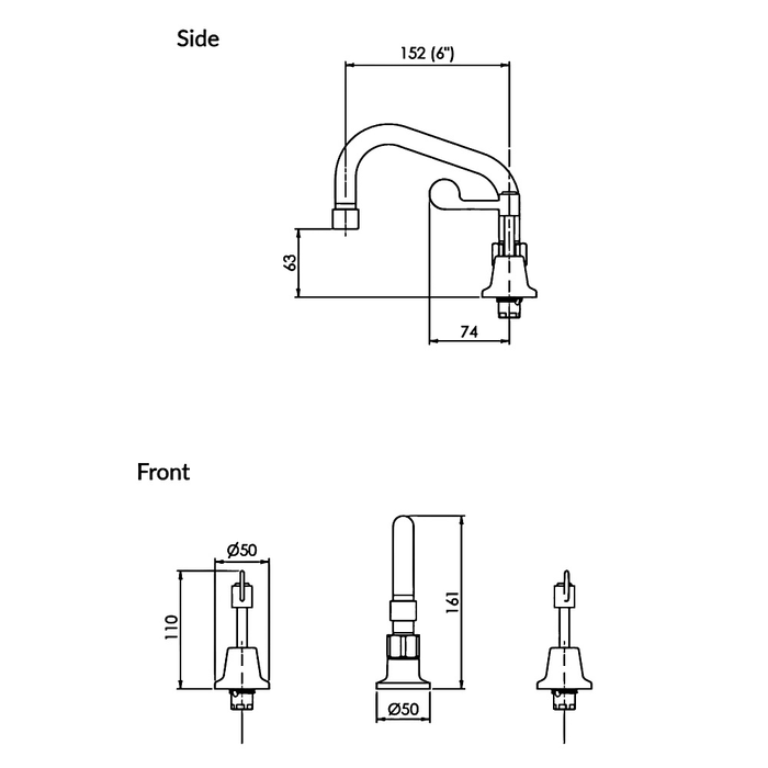 Stainless Steel Hob Mount and Lever Handle Basin Stops with Swivel Spout