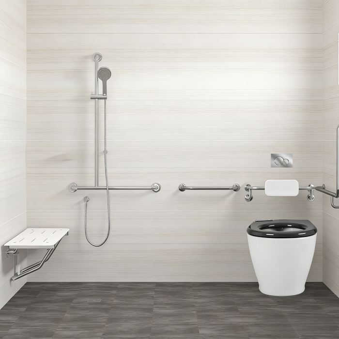 Left-Hand Integrated Accessible Care Bathroom Package - Complete Shower, Toilet & Support System