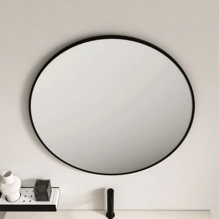 600*600*38mm Mercio Matt Black Steel Copper-free Glass Round Framed Mirror
