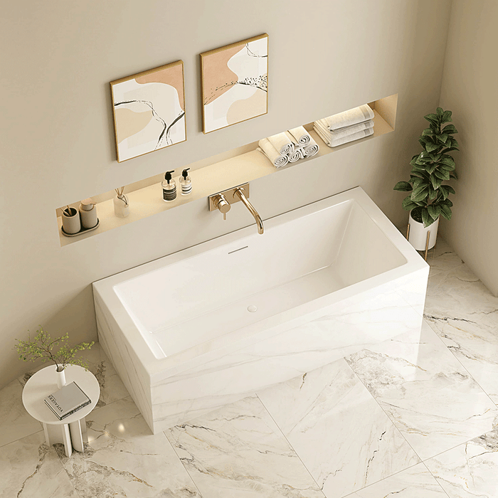 1700/1500*700*440/430mm MER Mira Gloss White Acrylic Rectangle Drop In Baths