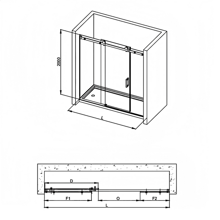1400-2450mm Covey Frameless 3 Panels Sliding Door Wall To Wall 10mm Thickness Shower Screens - 2000mm Height