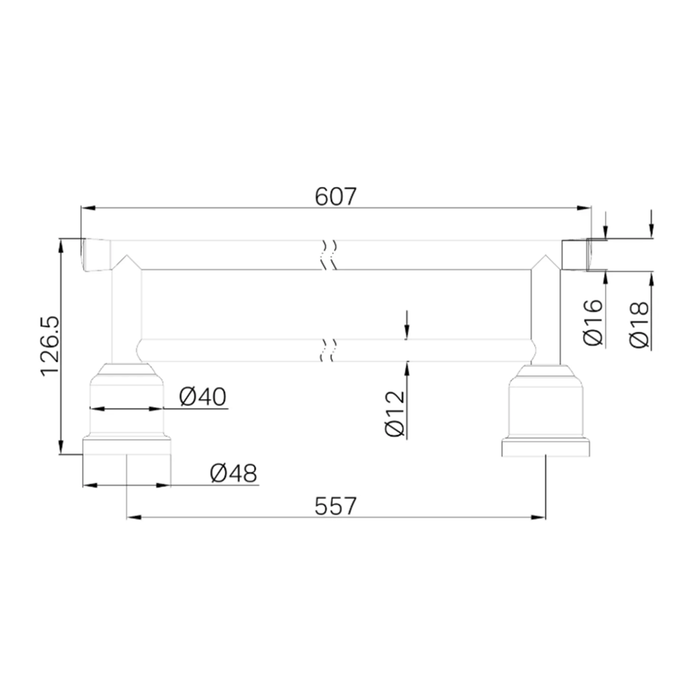 600mm Nero York 304 Stainless Steel Round Double Towel Rail