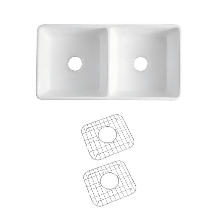 855*460*255mm Otti Boston Butler White Ceramic Kitchen Double Bowl Sink